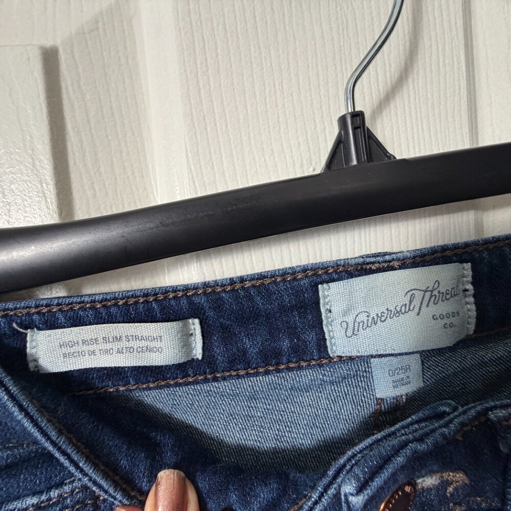 Womens Universal Thread High Rise Cropped Straight Jeans Sz 2 - Picture 2 of 3